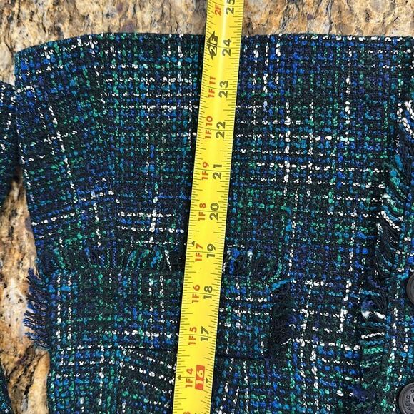 Karl Lagerfeld Paris Classic Tweed Raw Edges Blazer Jacket Size 10 - Picture 11 of 11